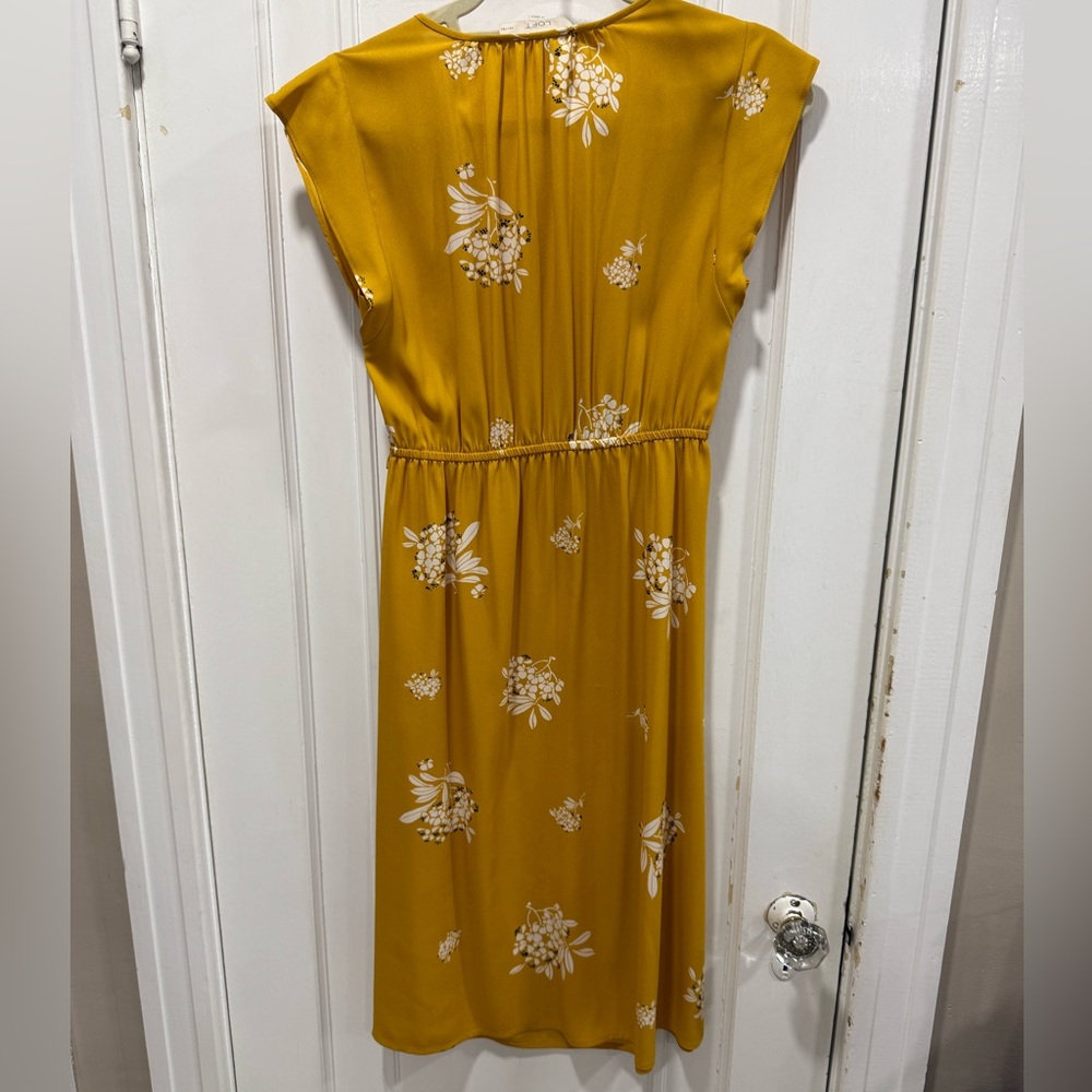 Ann Taylor LOFT Yellow Midi Dress SP - Picture 3 of 12